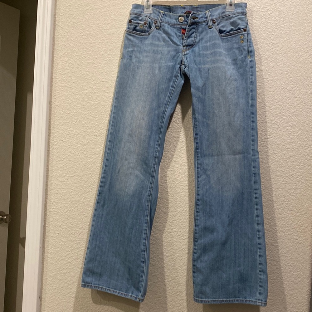 Vintage Lucky Brand jeans size 2/26 floral embroidery straight/wide leg